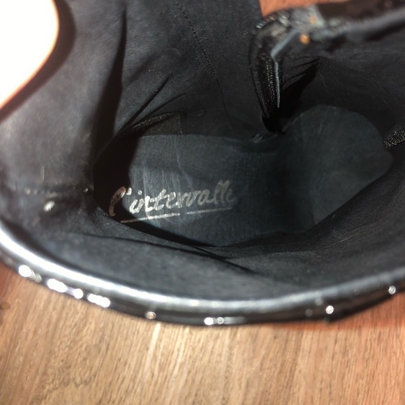 L’INTERVALLE Black Patent Leather Croc Print Square Toe Heel Boots Sz 40 - Picture 7 of 9